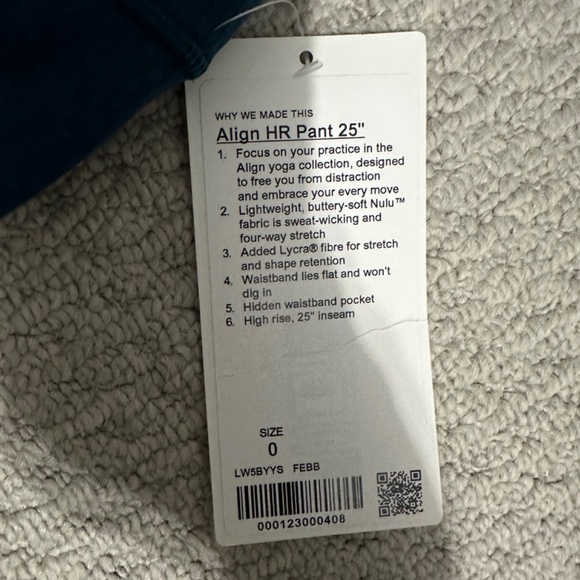 LULULEMON ALIGN PANT II 25" Size 0 - Filigree Emboss Bermuda Teal - Picture 4 of 7